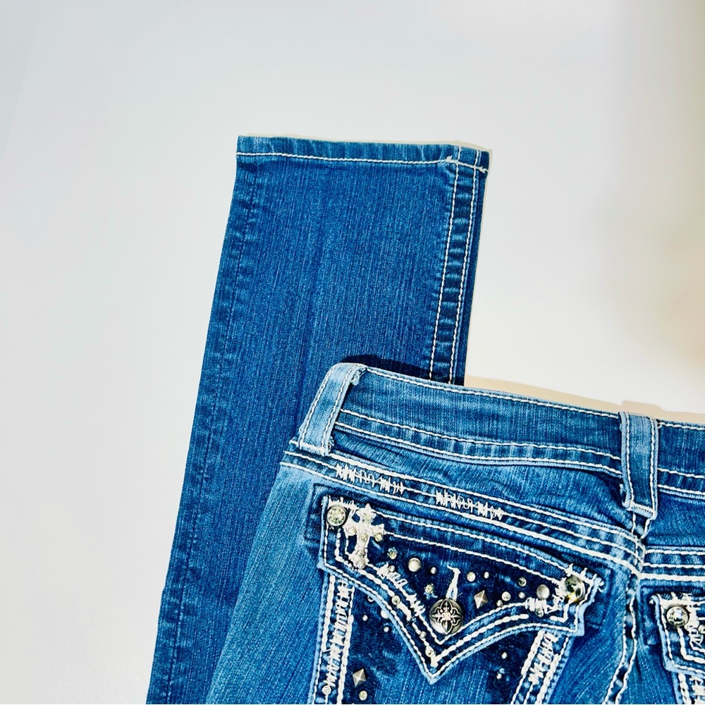 Miss Me jeans JE5685T2L straight leg jeans embellished pockets women Size 25 - Picture 8 of 10